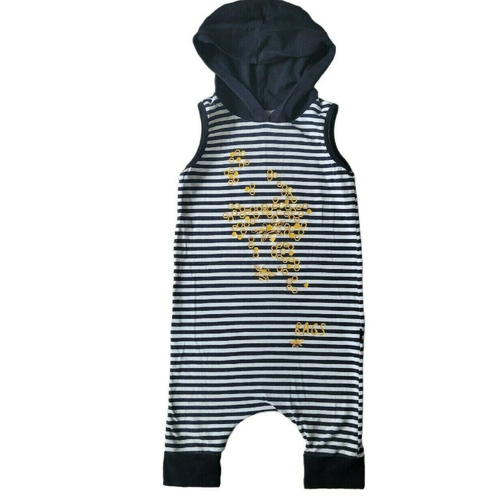 RAGS Honeycomb Bee Striped Hooded Romper